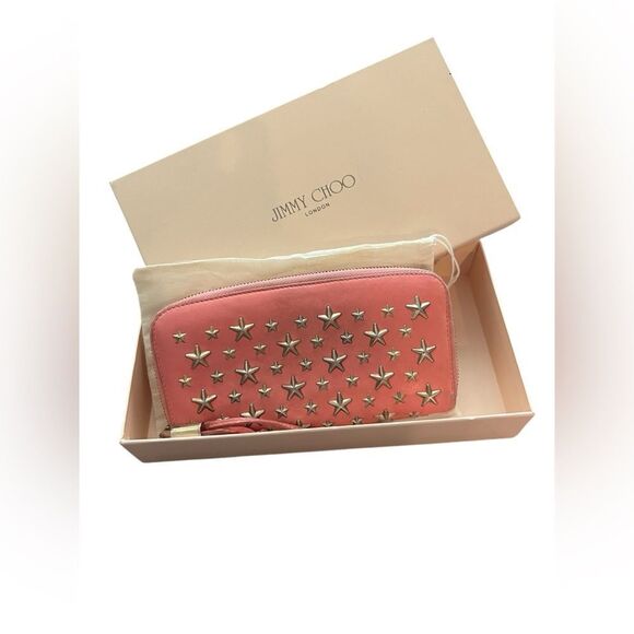 JIMMY CHOO Pink Star-Studded Long Wallet - Picture 1 of 16